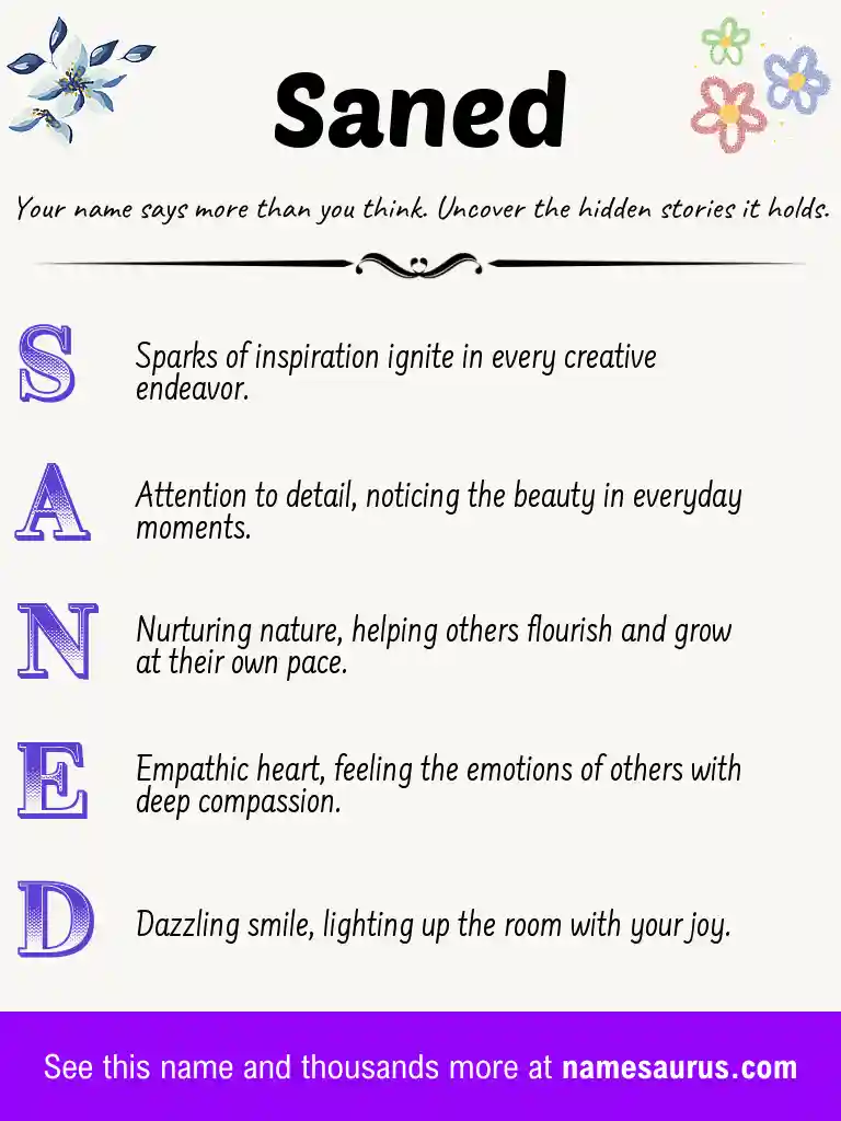 Acrostic poem about Saned.