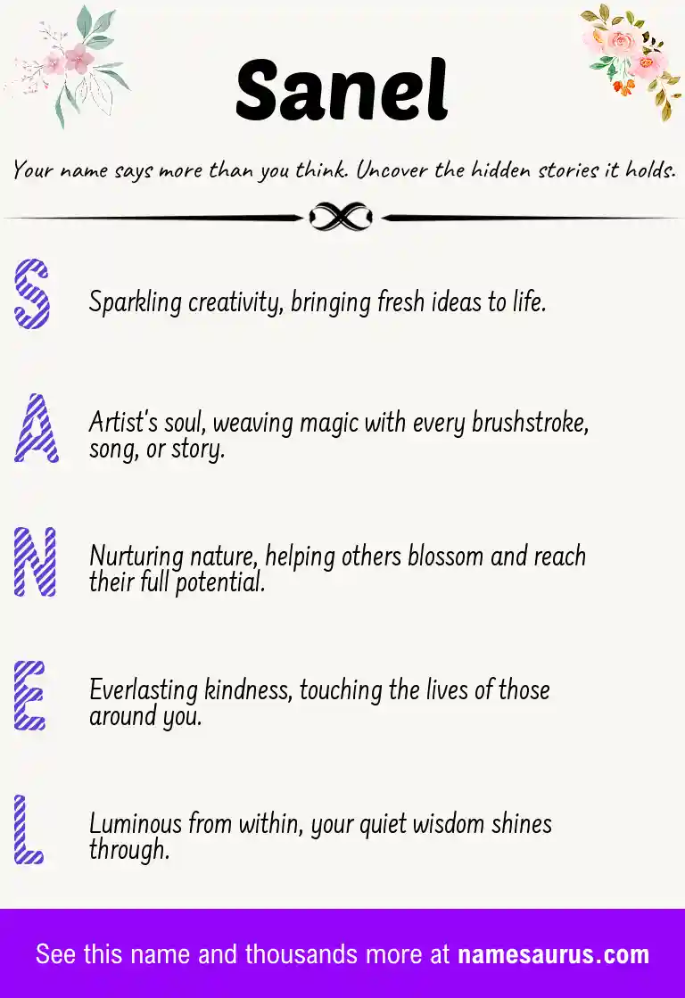 Acrostic poem about Sanel.