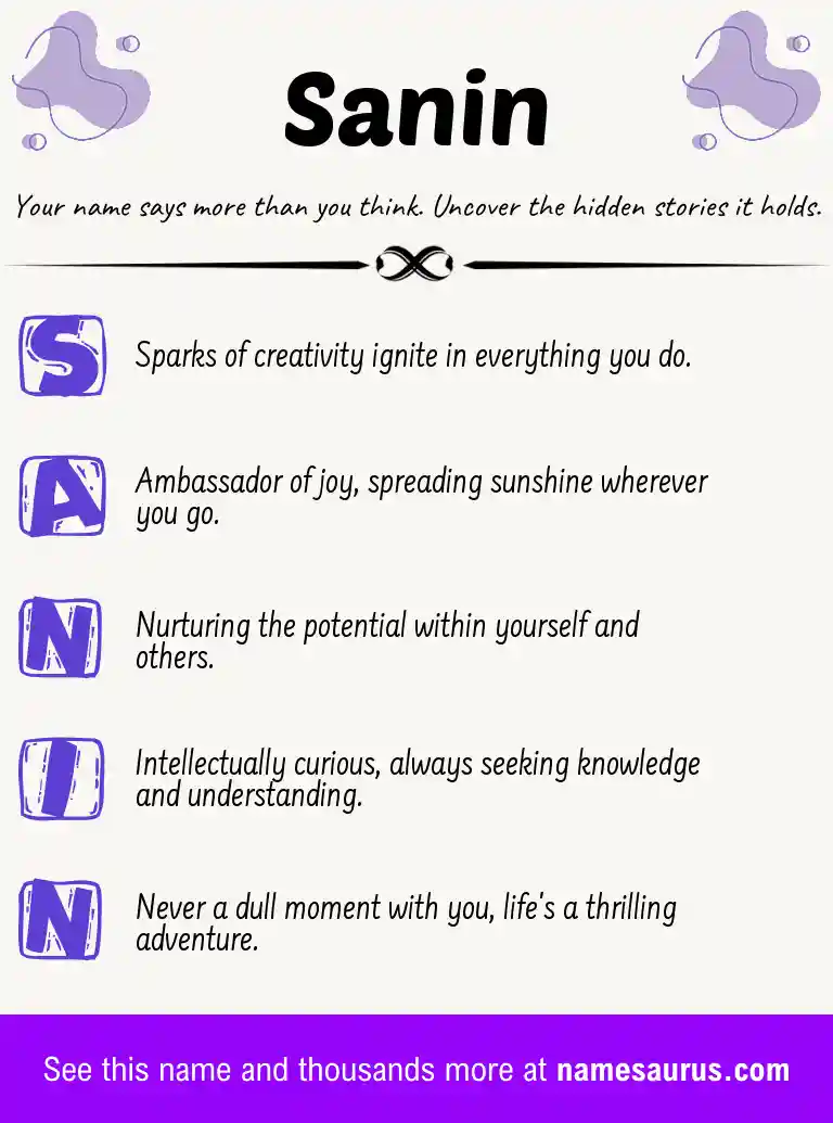 Acrostic poem about Sanin.