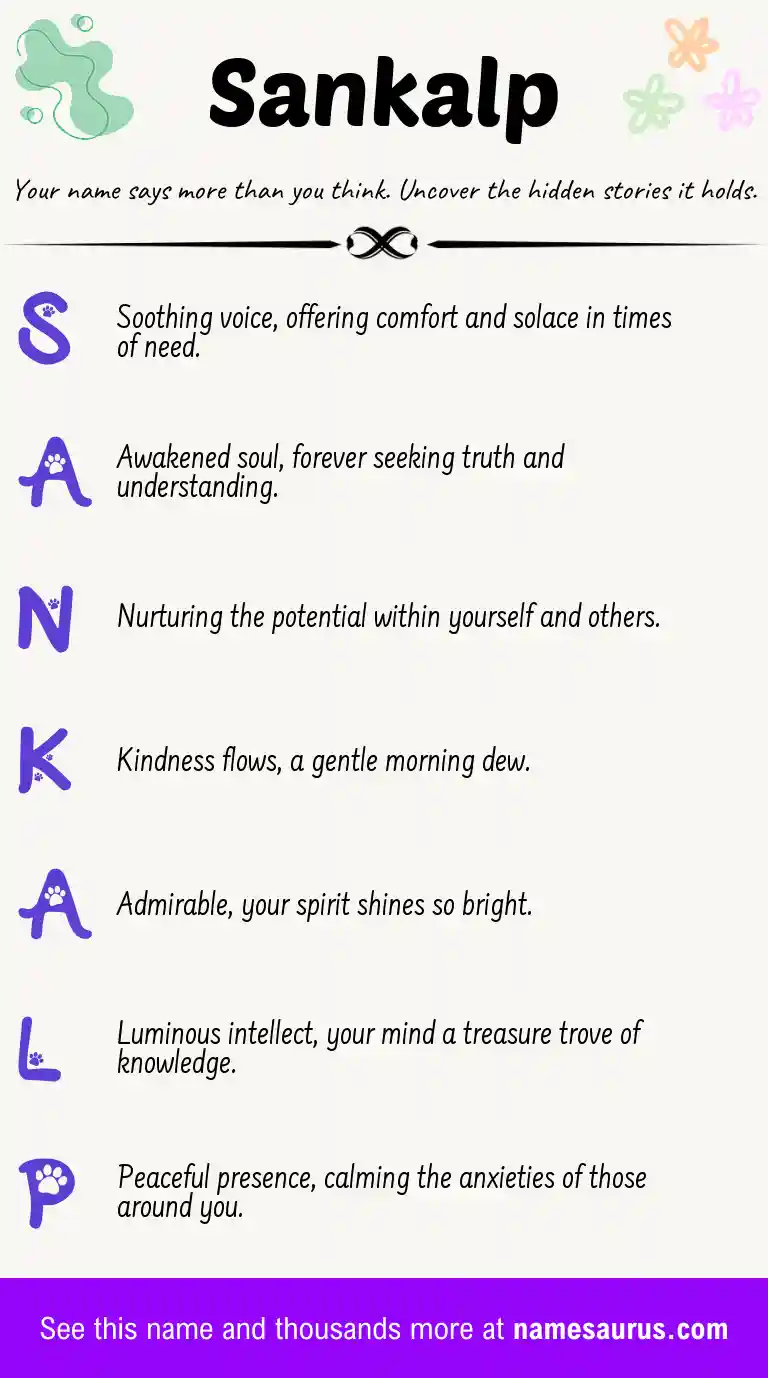 Acrostic poem about Sankalp.