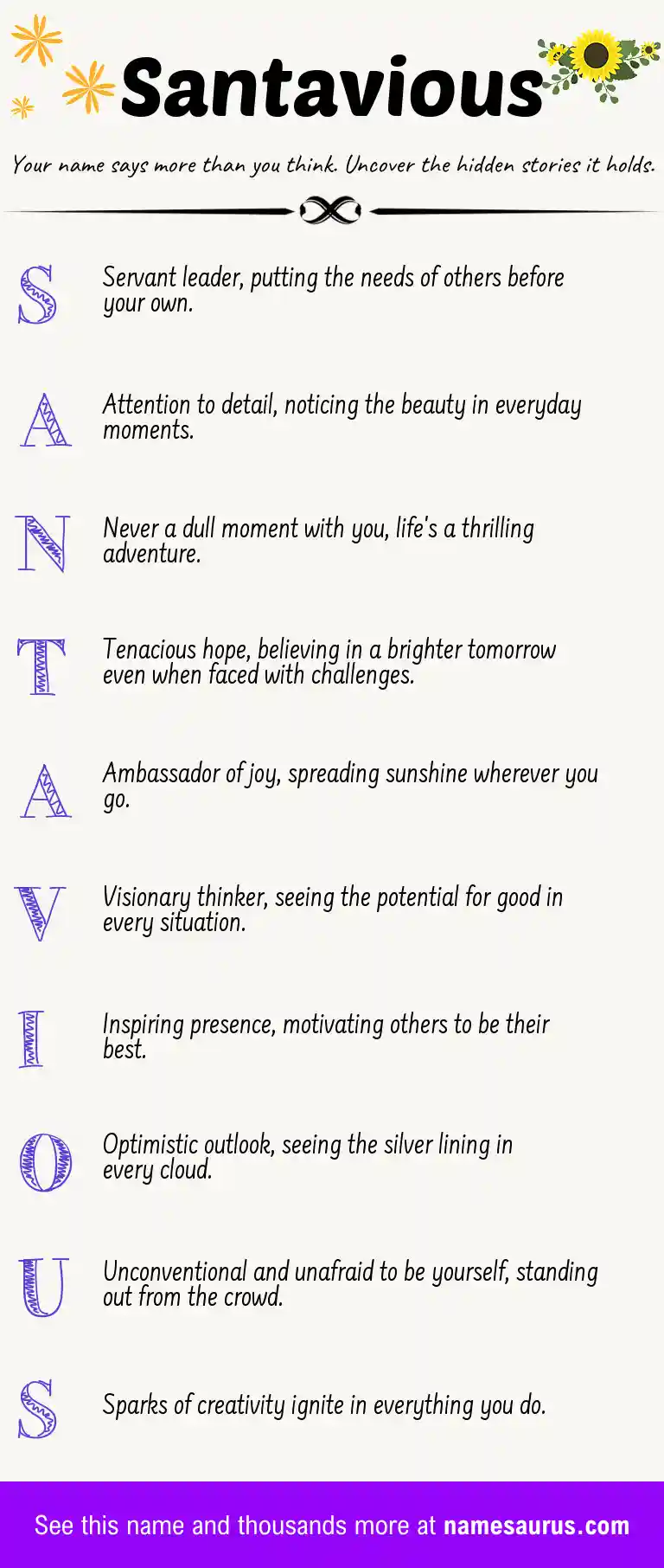 Acrostic poem about Santavious.