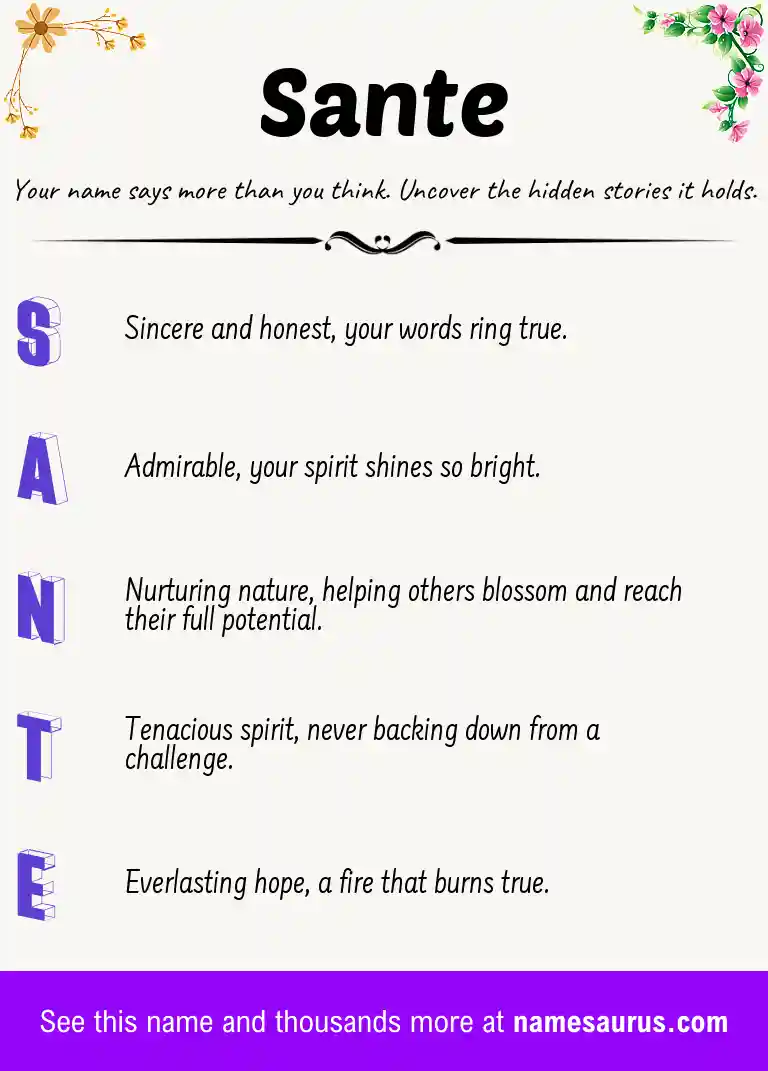 Acrostic poem about Sante.