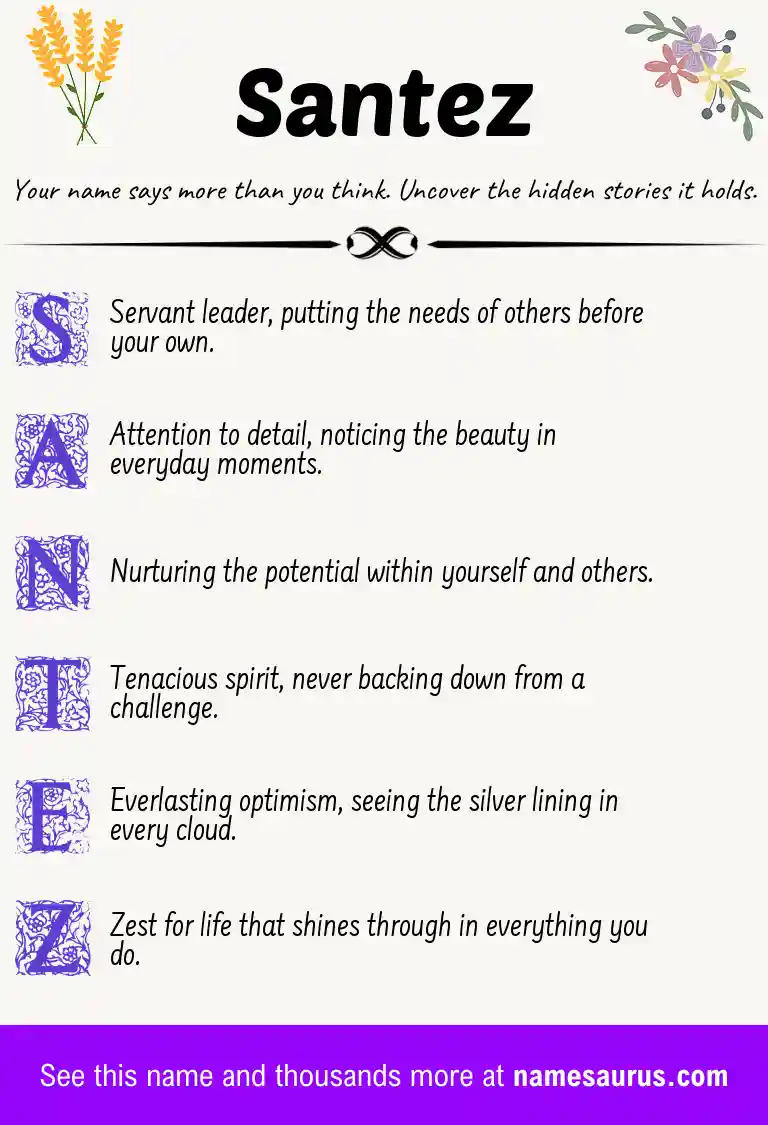 Acrostic poem about Santez.