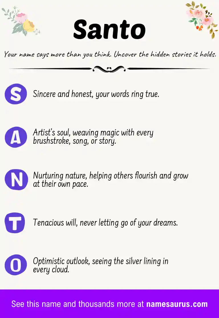Acrostic poem about Santo.