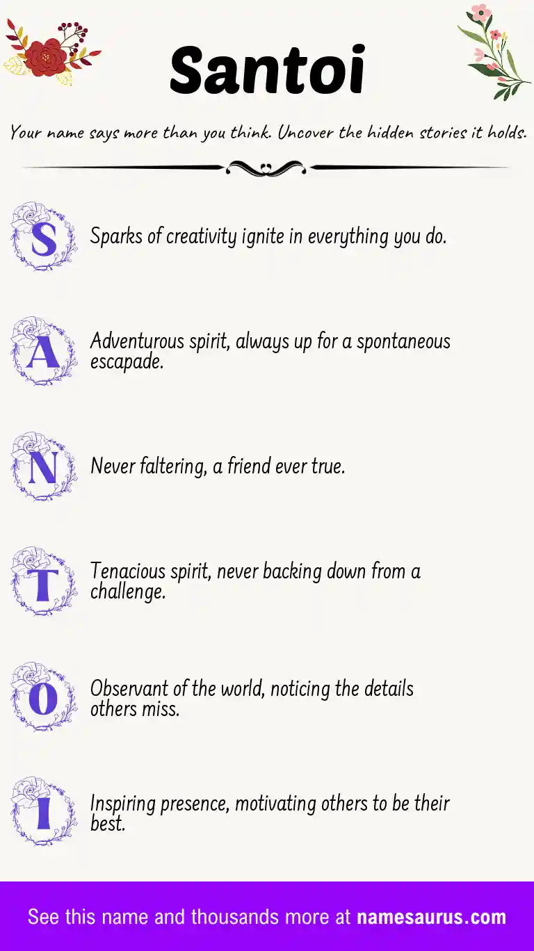 Acrostic poem about Santoi.