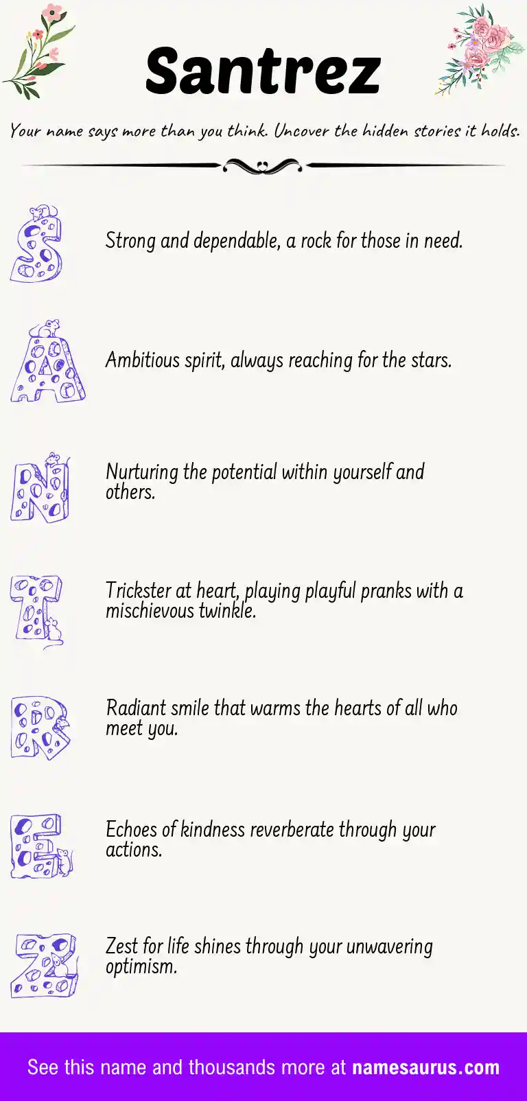 Acrostic poem about Santrez.