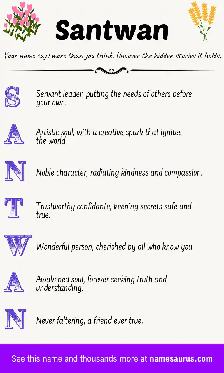 Acrostic poem about Santwan.