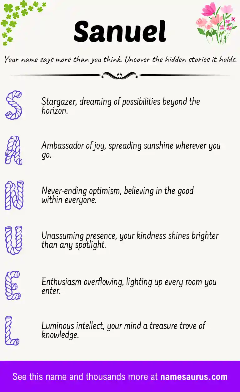 Acrostic poem about Sanuel.