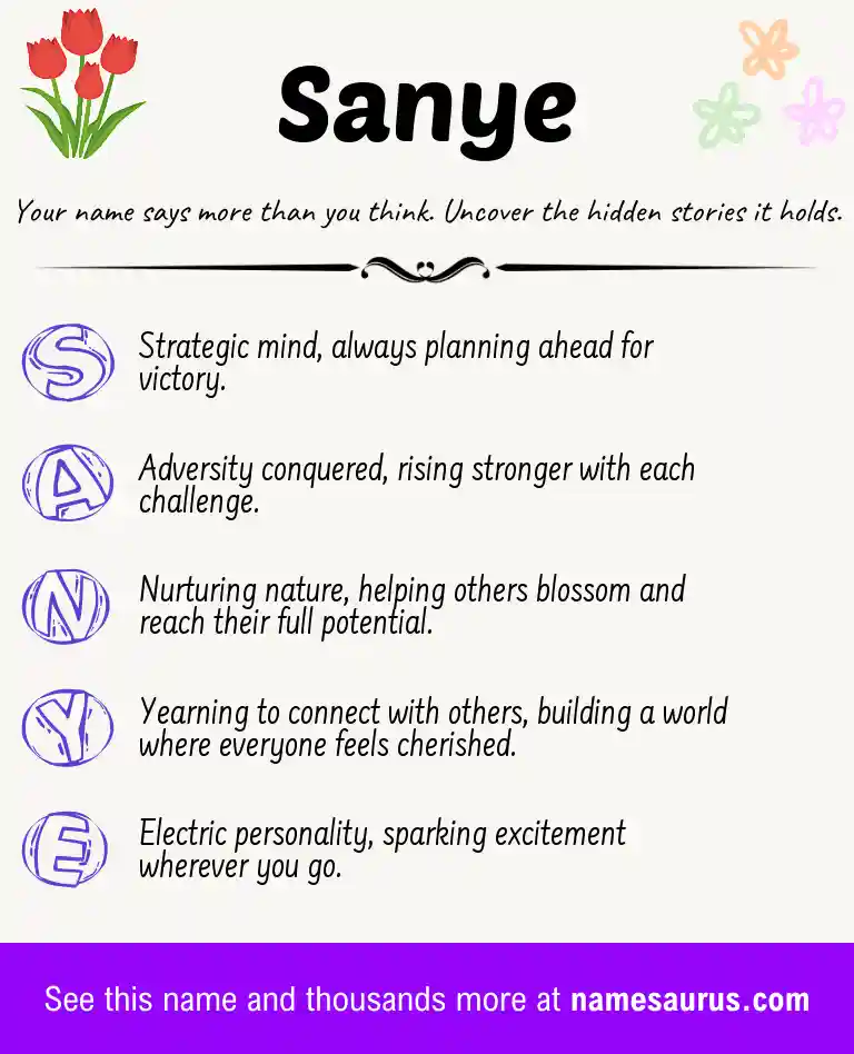 Acrostic poem about Sanye.