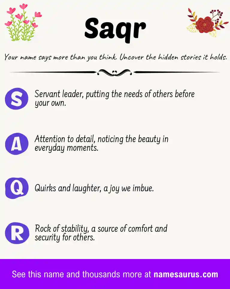 Acrostic poem about Saqr.