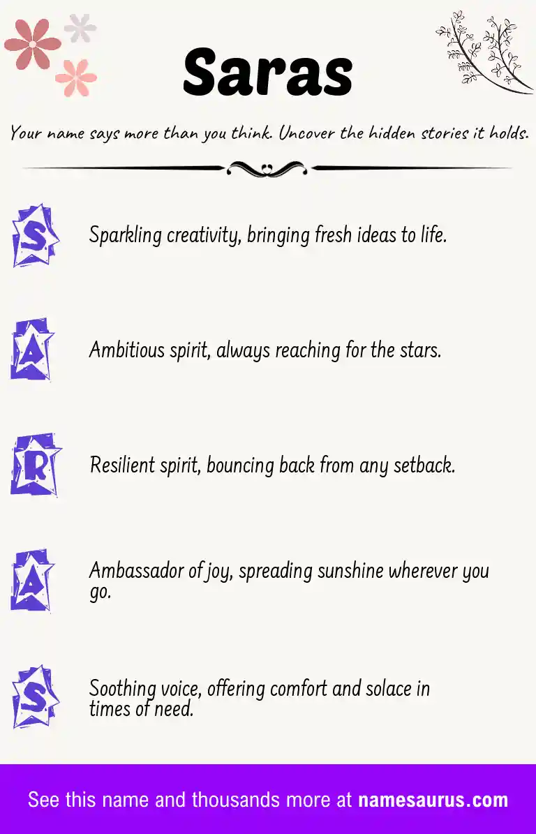 Acrostic poem about Saras.
