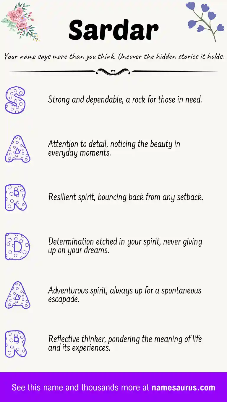 Acrostic poem about Sardar.