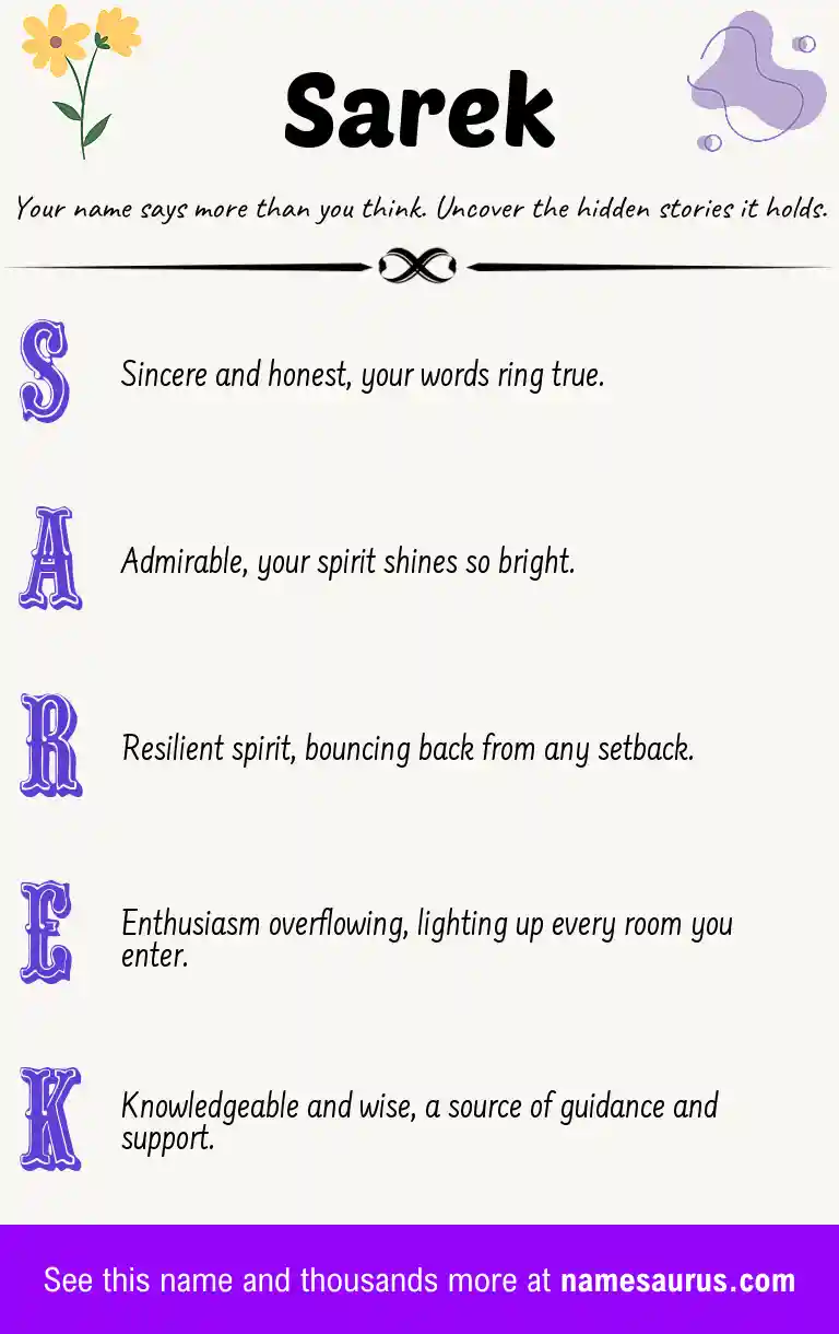 Acrostic poem about Sarek.