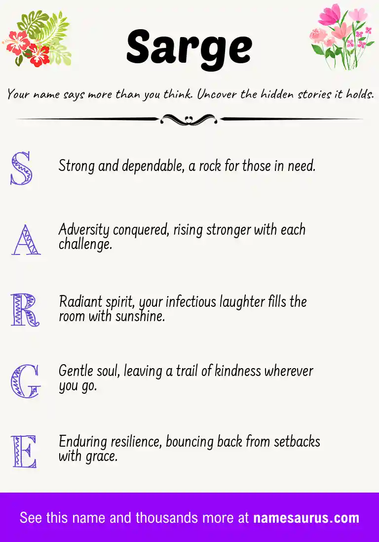 Acrostic poem about Sarge.