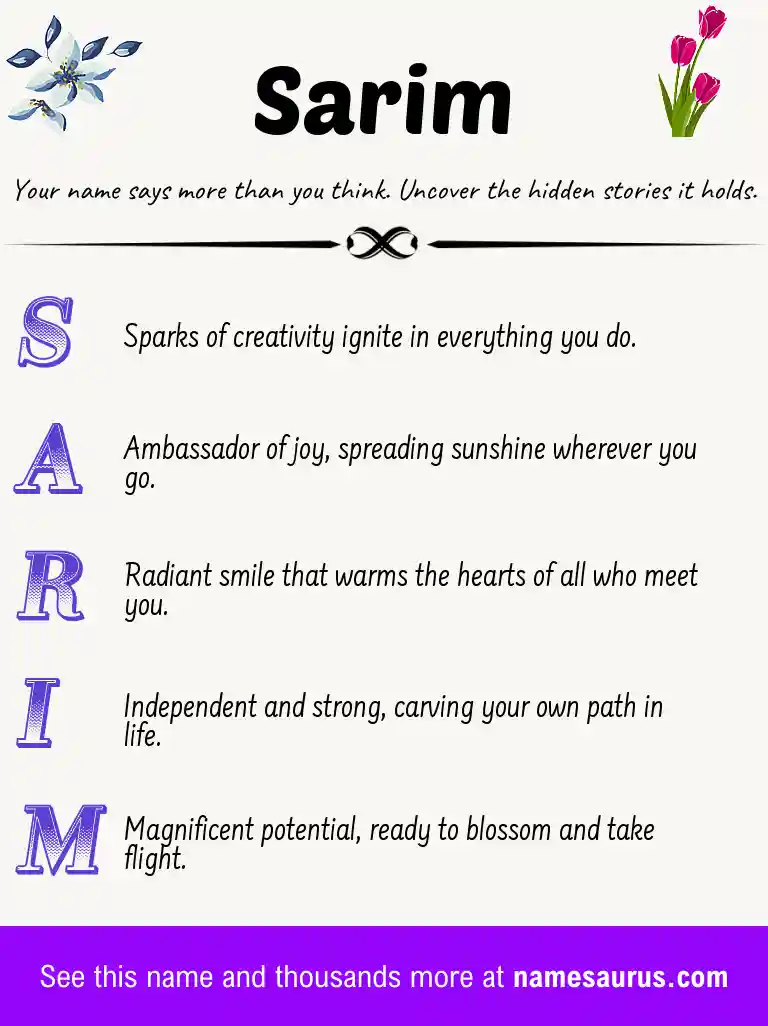 Acrostic poem about Sarim.