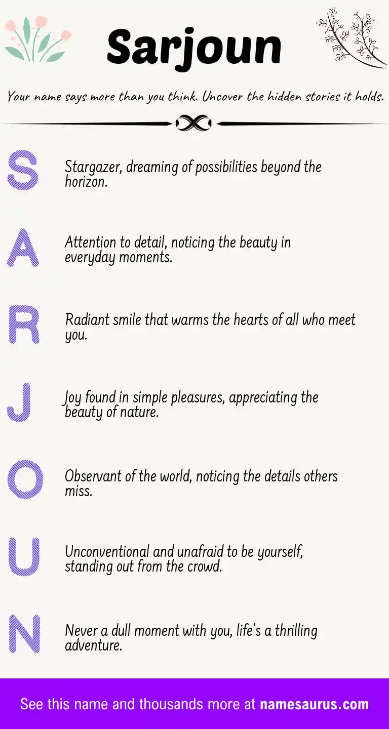 Acrostic poem about Sarjoun.