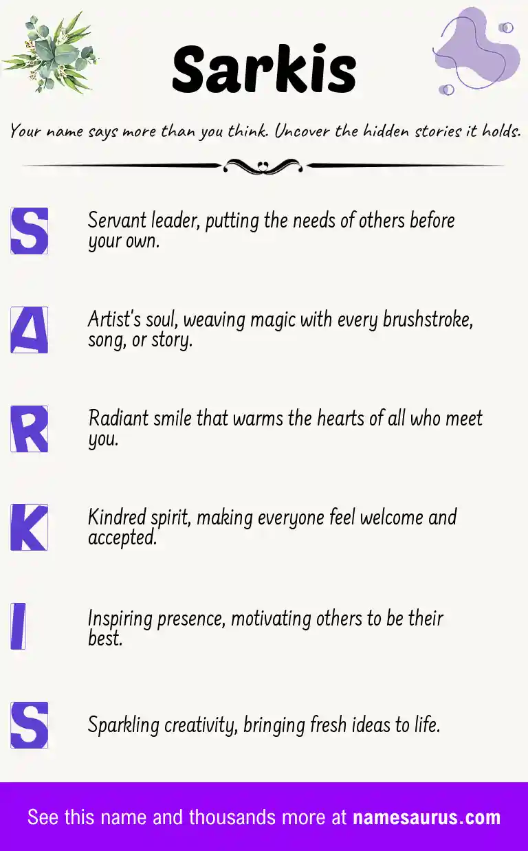 Acrostic poem about Sarkis.