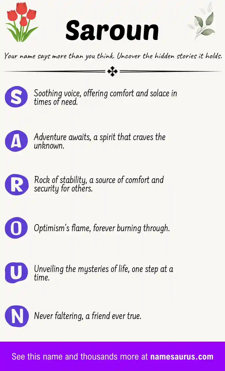 Acrostic poem about Saroun.