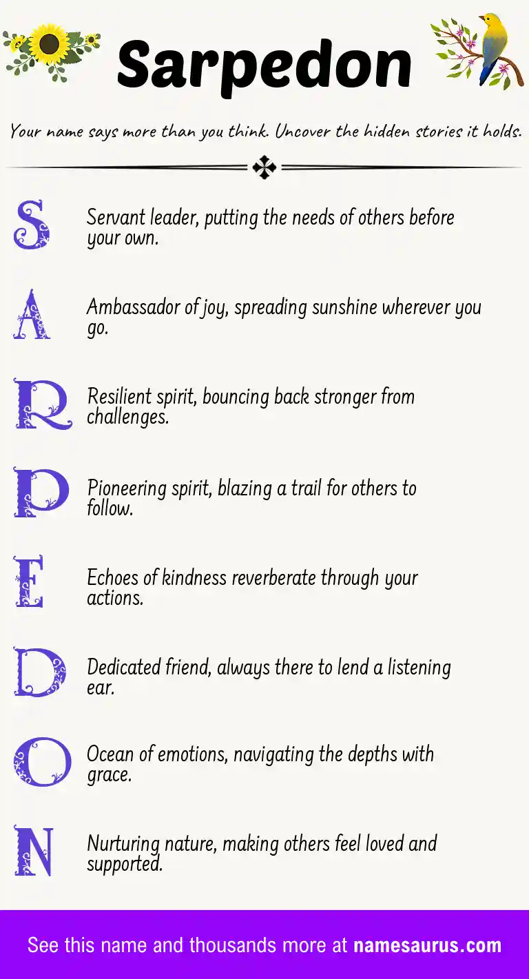 Acrostic poem about Sarpedon.