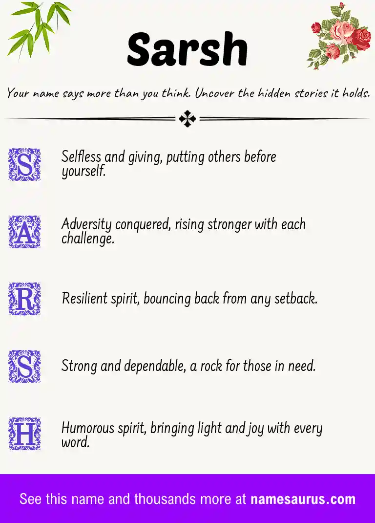 Acrostic poem about Sarsh.