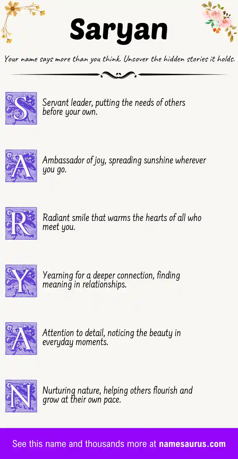 Acrostic poem about Saryan.