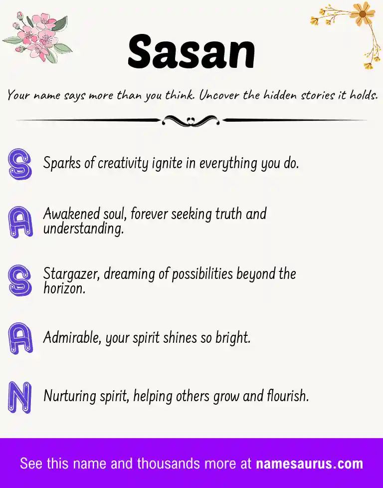 Acrostic poem about Sasan.