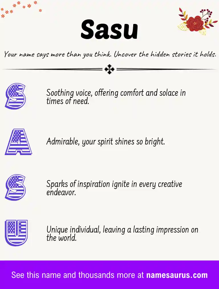 Acrostic poem about Sasu.