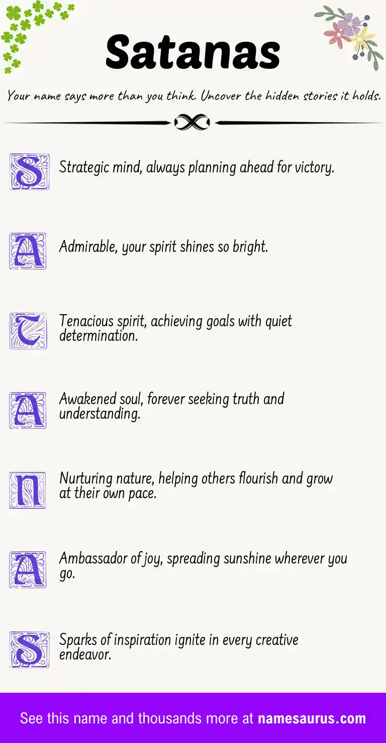 Acrostic poem about Satanas.