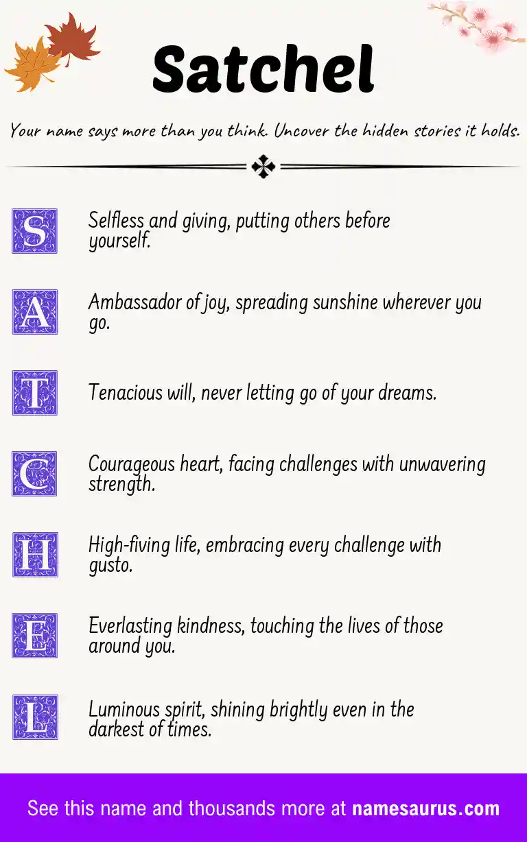 Acrostic poem about Satchel.