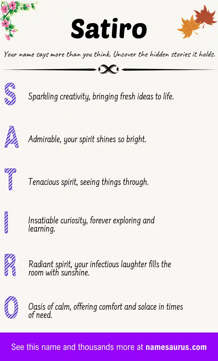Acrostic poem about Satiro.