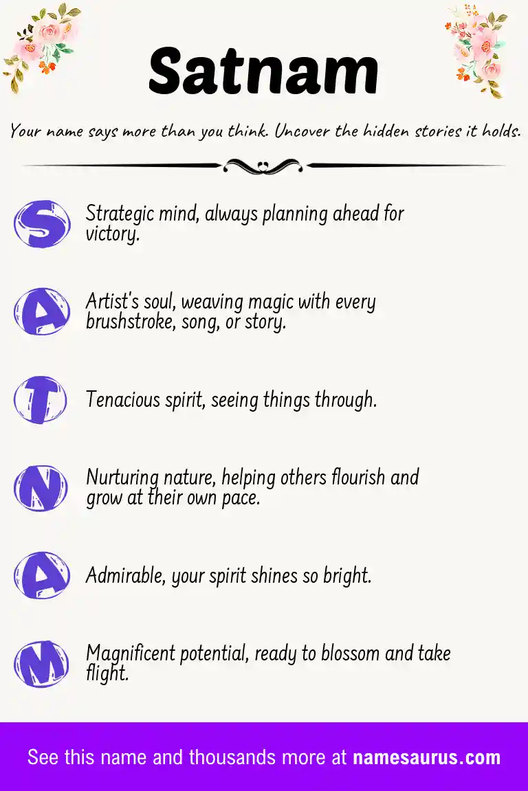 Acrostic poem about Satnam.
