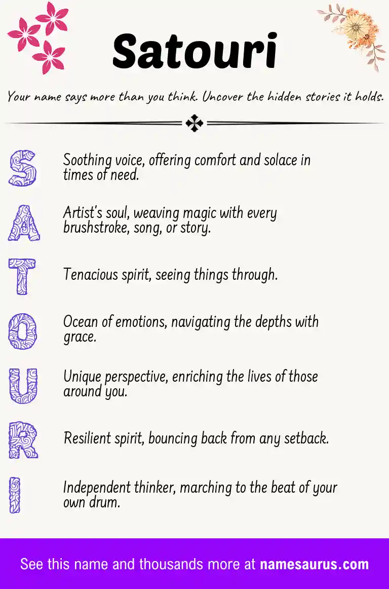Acrostic poem about Satouri.
