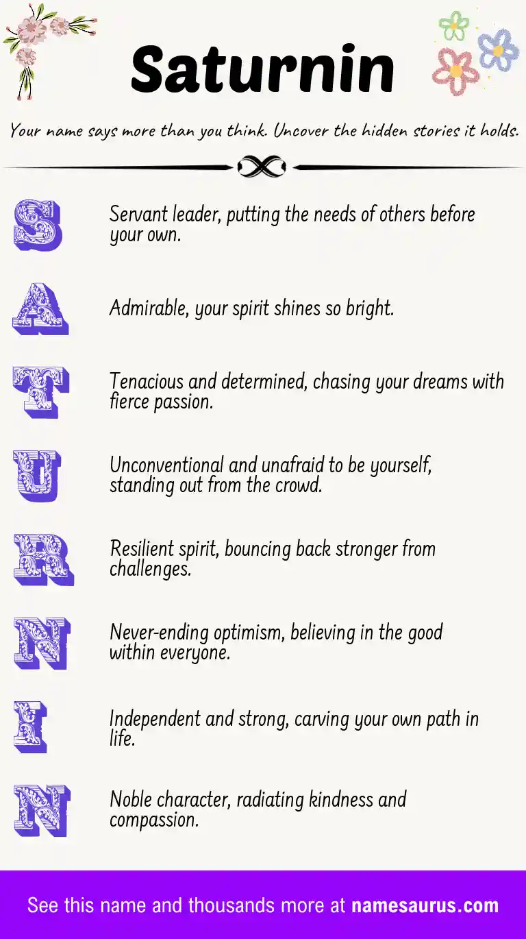 Acrostic poem about Saturnin.