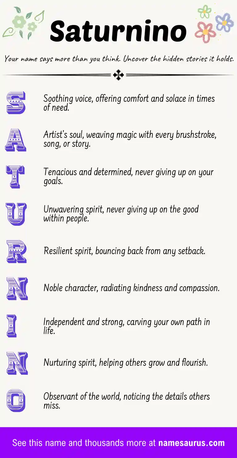 Acrostic poem about Saturnino.