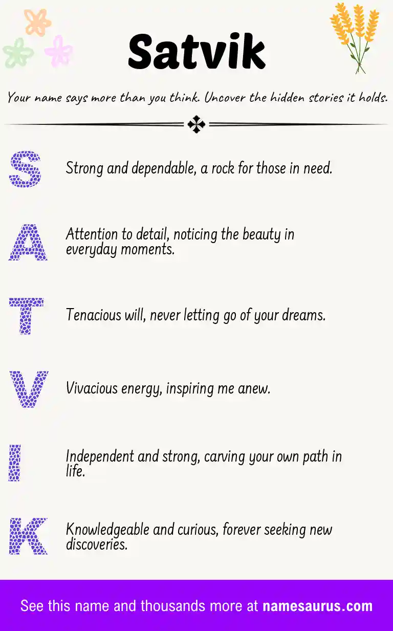Acrostic poem about Satvik.