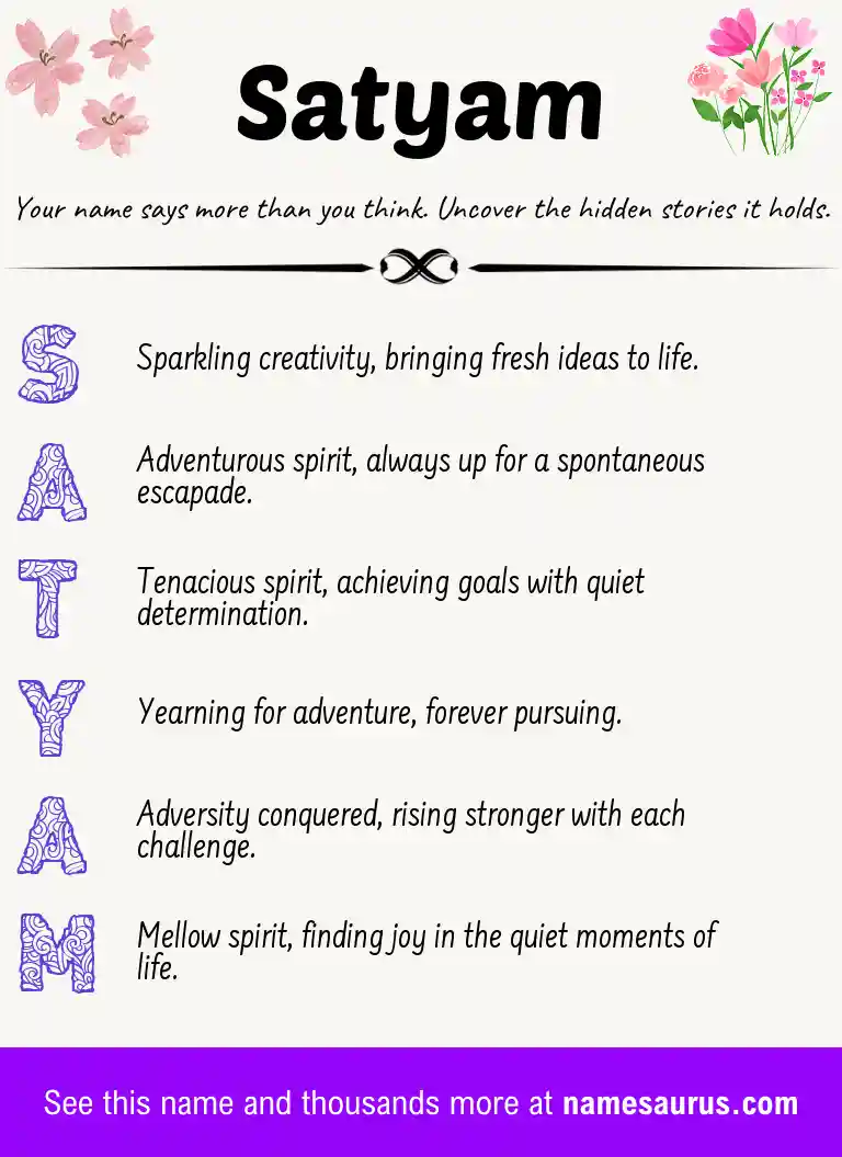 Acrostic poem about Satyam.