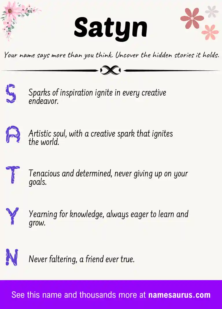 Acrostic poem about Satyn.