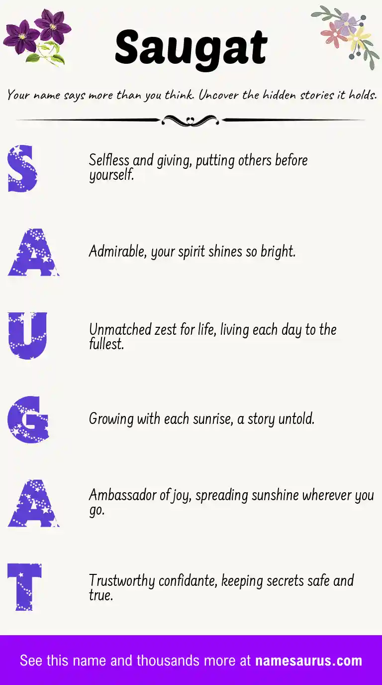 Acrostic poem about Saugat.