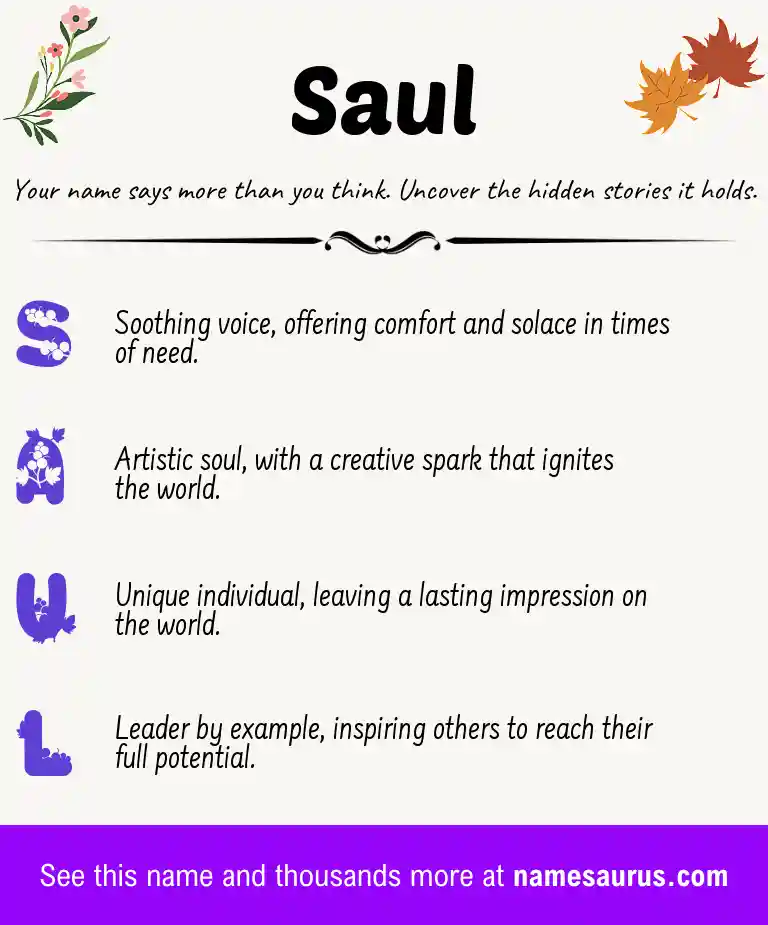 Acrostic poem about Saul.