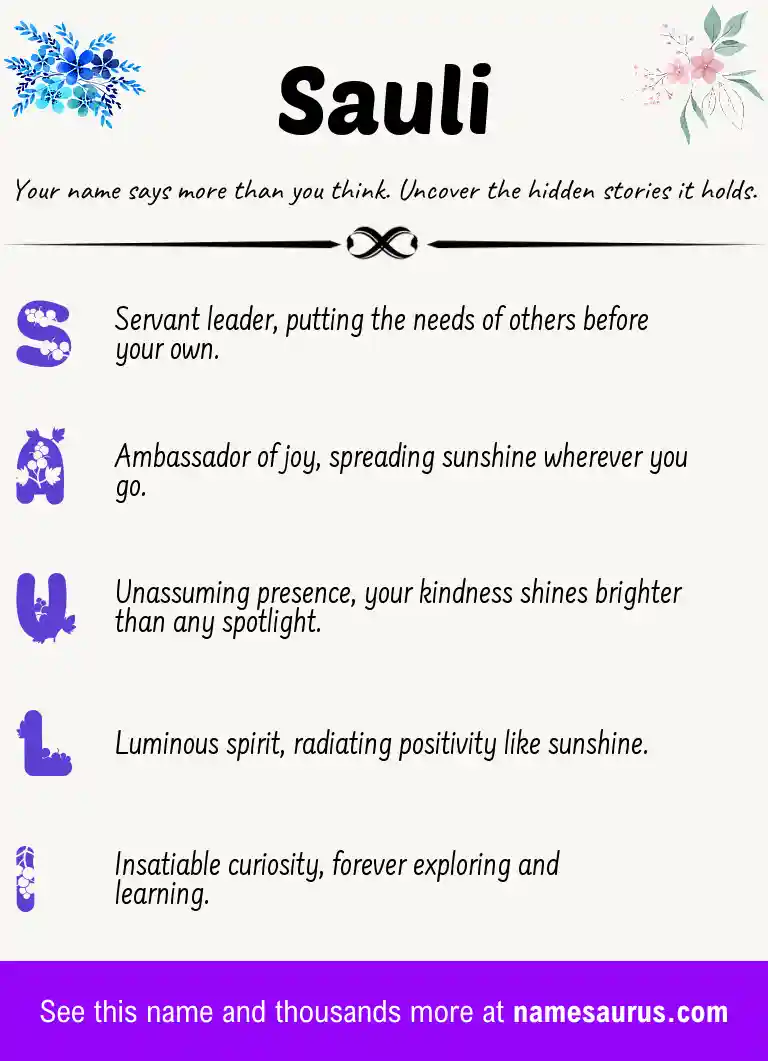 Acrostic poem about Sauli.