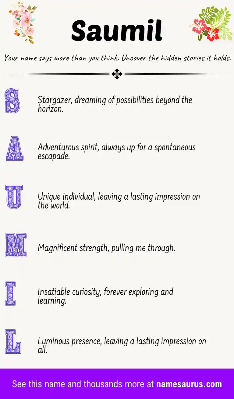 Acrostic poem about Saumil.
