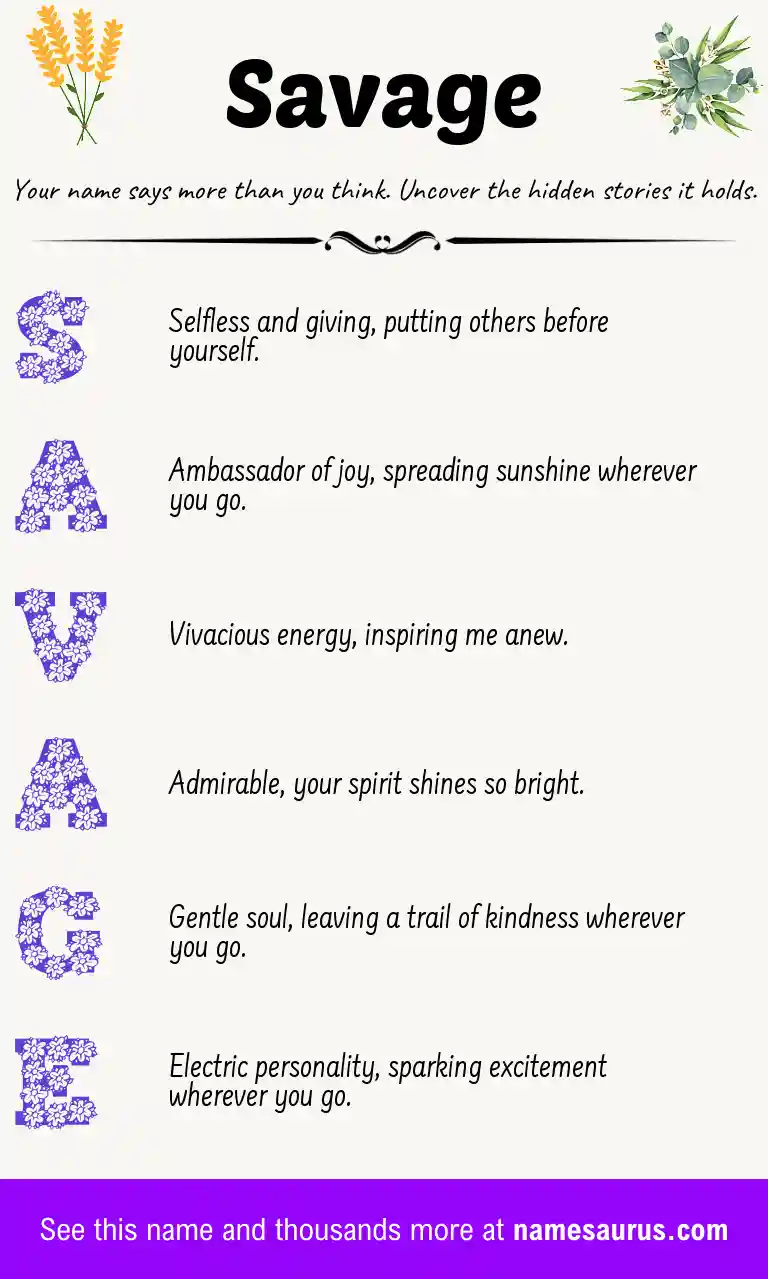 Acrostic poem about Savage.