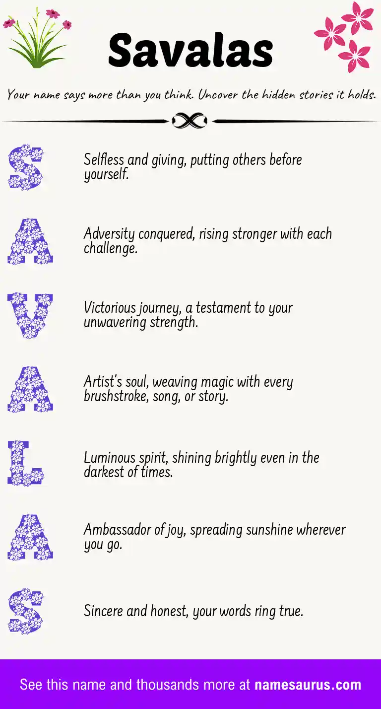 Acrostic poem about Savalas.