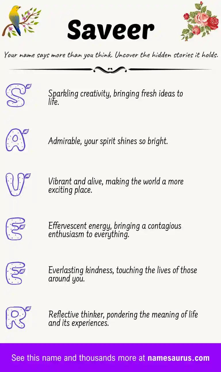 Acrostic poem about Saveer.