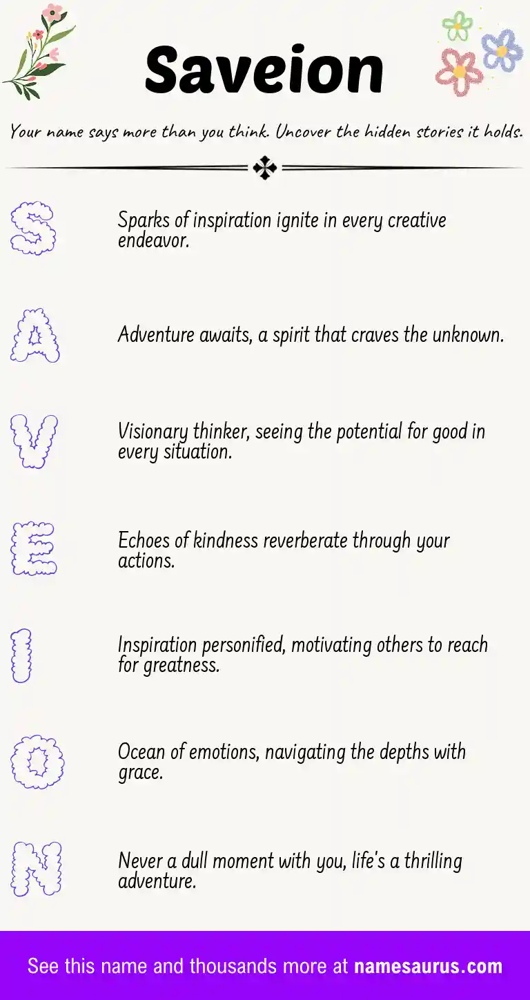 Acrostic poem about Saveion.
