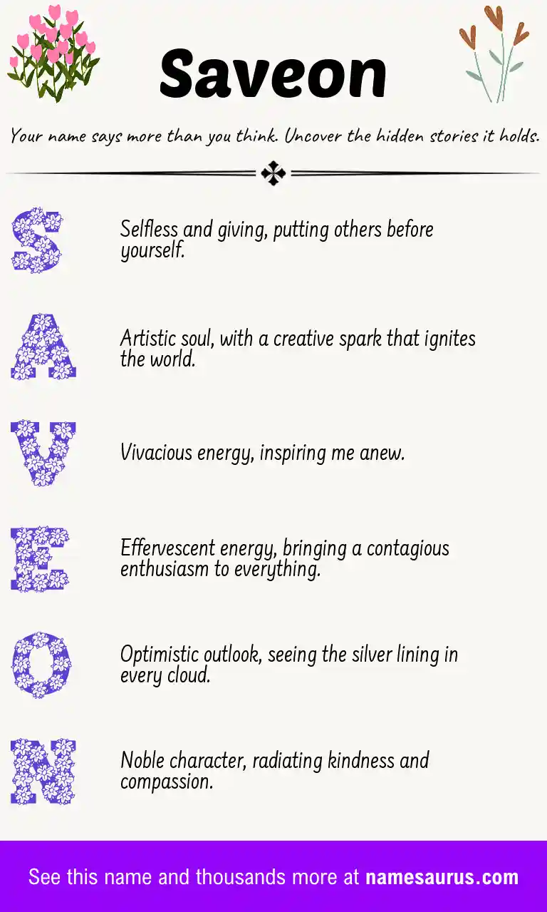 Acrostic poem about Saveon.