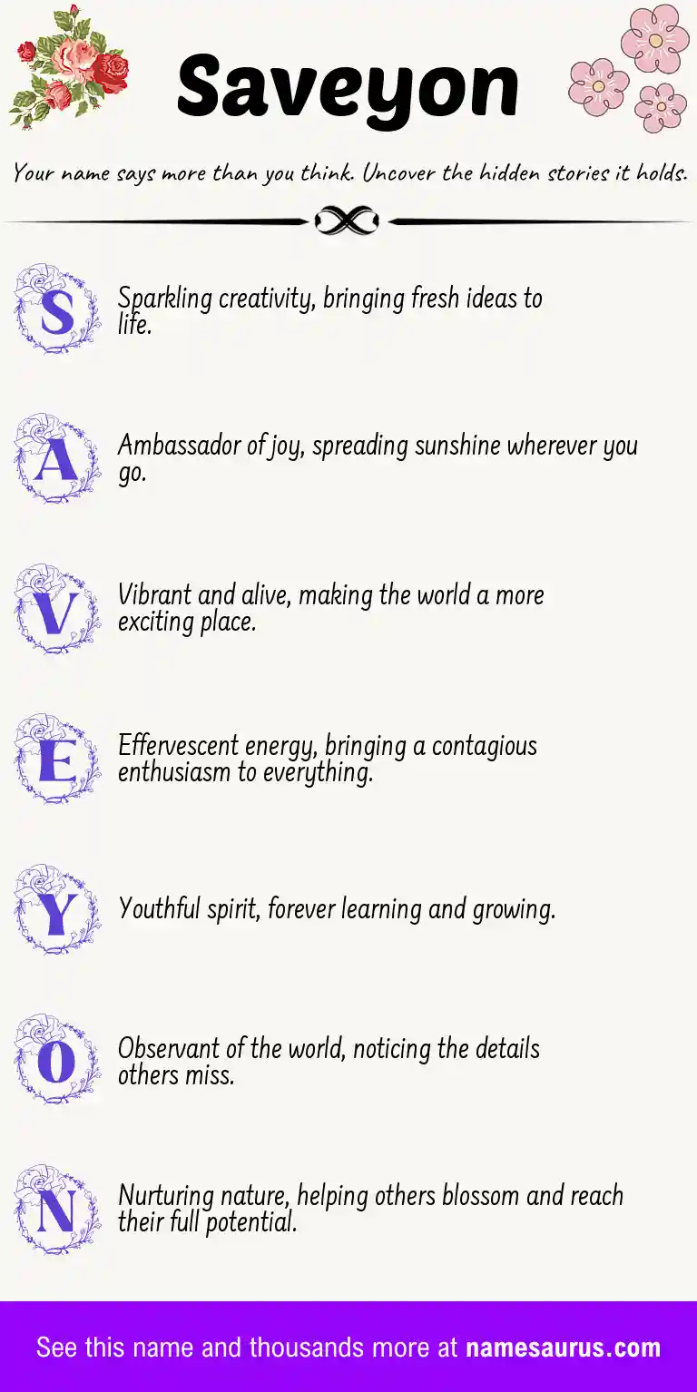 Acrostic poem about Saveyon.