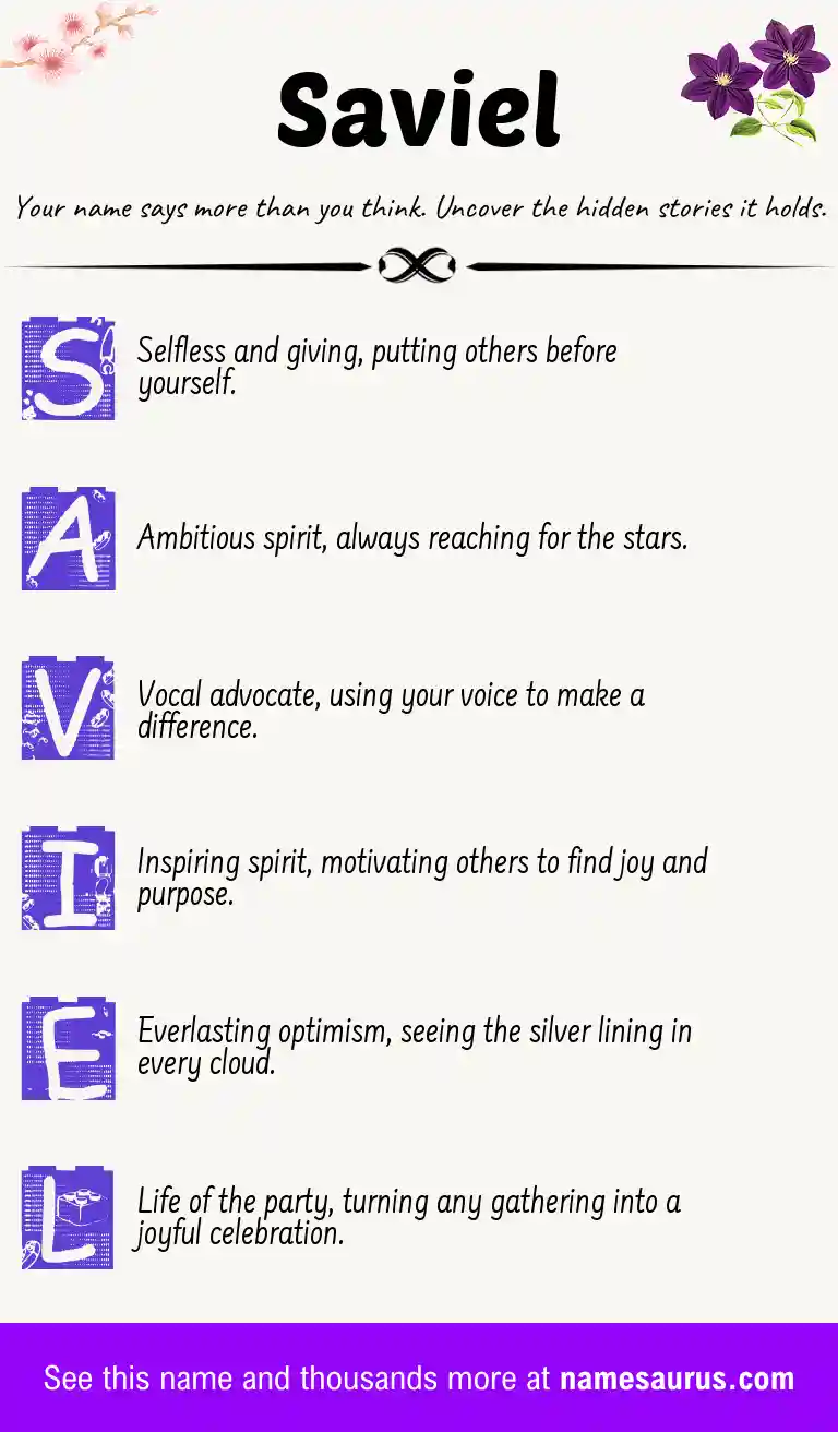Acrostic poem about Saviel.