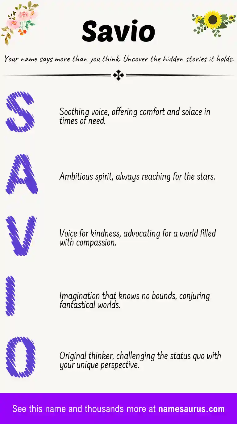 Acrostic poem about Savio.