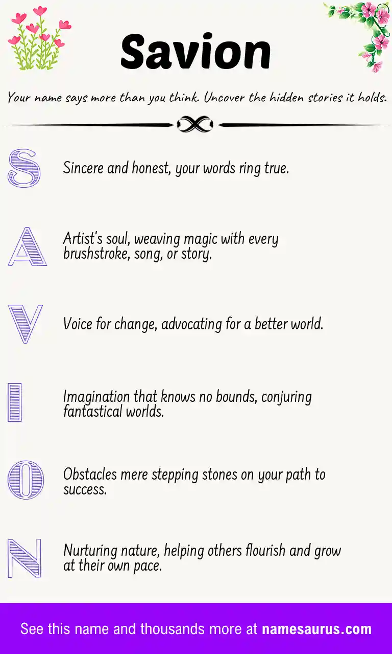 Acrostic poem about Savion.